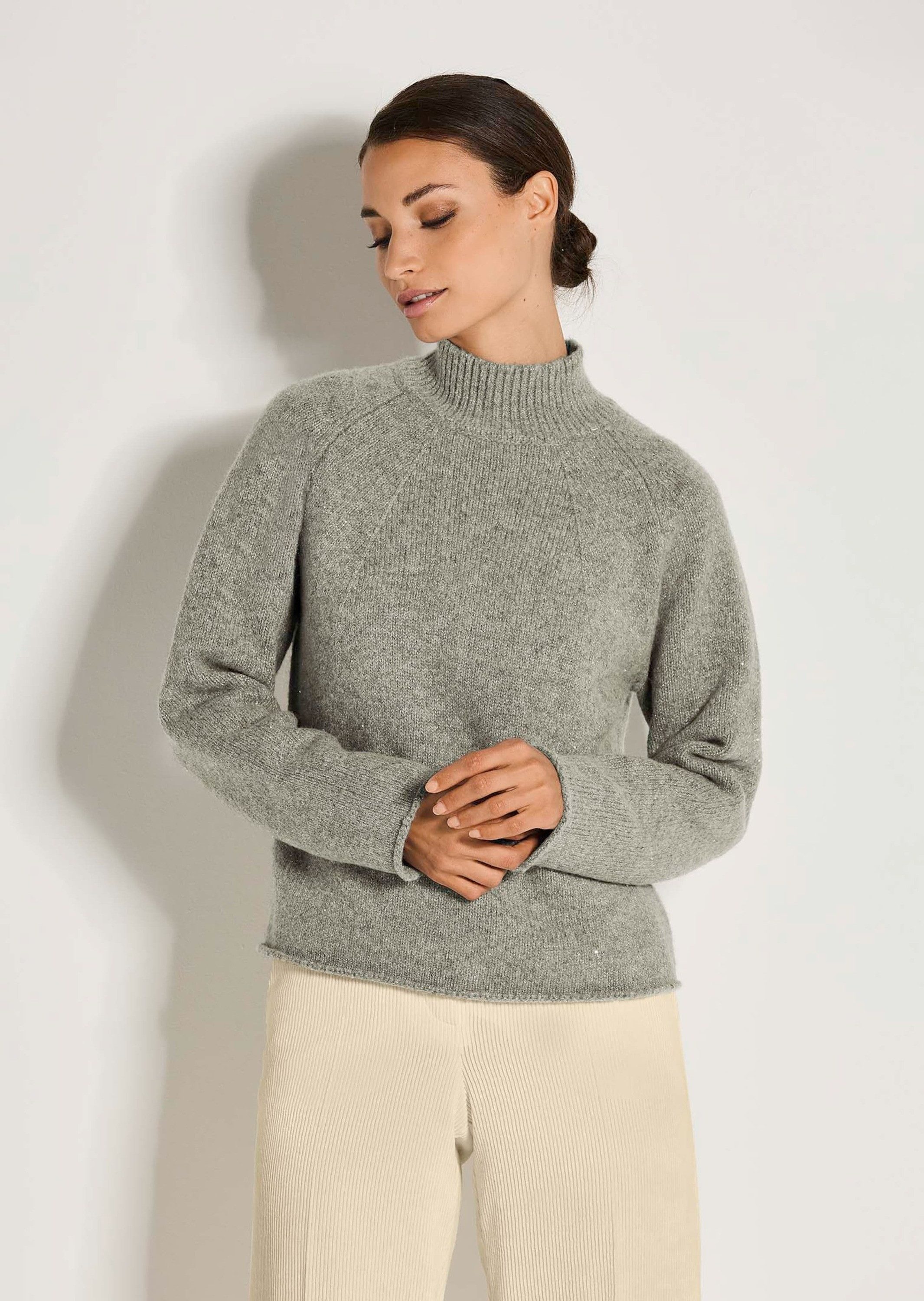 MADELEINE Strickpullover Moderner Glattstrickpullover mit Stehkragen günstig online kaufen