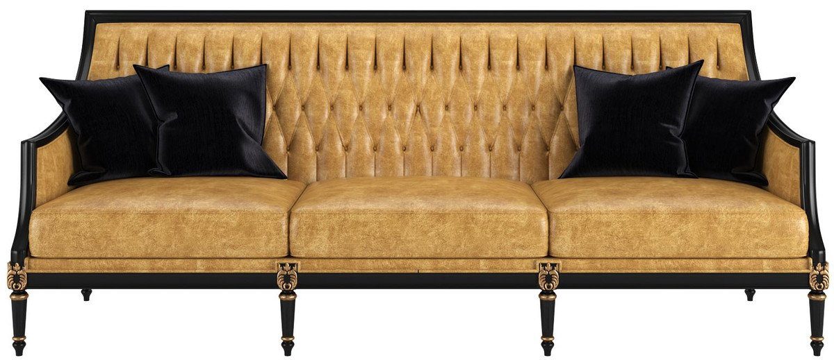 Casa Padrino Couchtisch Luxus Barock im / 2 Gold Sofas Sessel Set - Edle Möbel Schwarz - Barockstil 1 & 2 Beistelltische Couchtisch - Barock Möbel & Gold Antik / 2 &