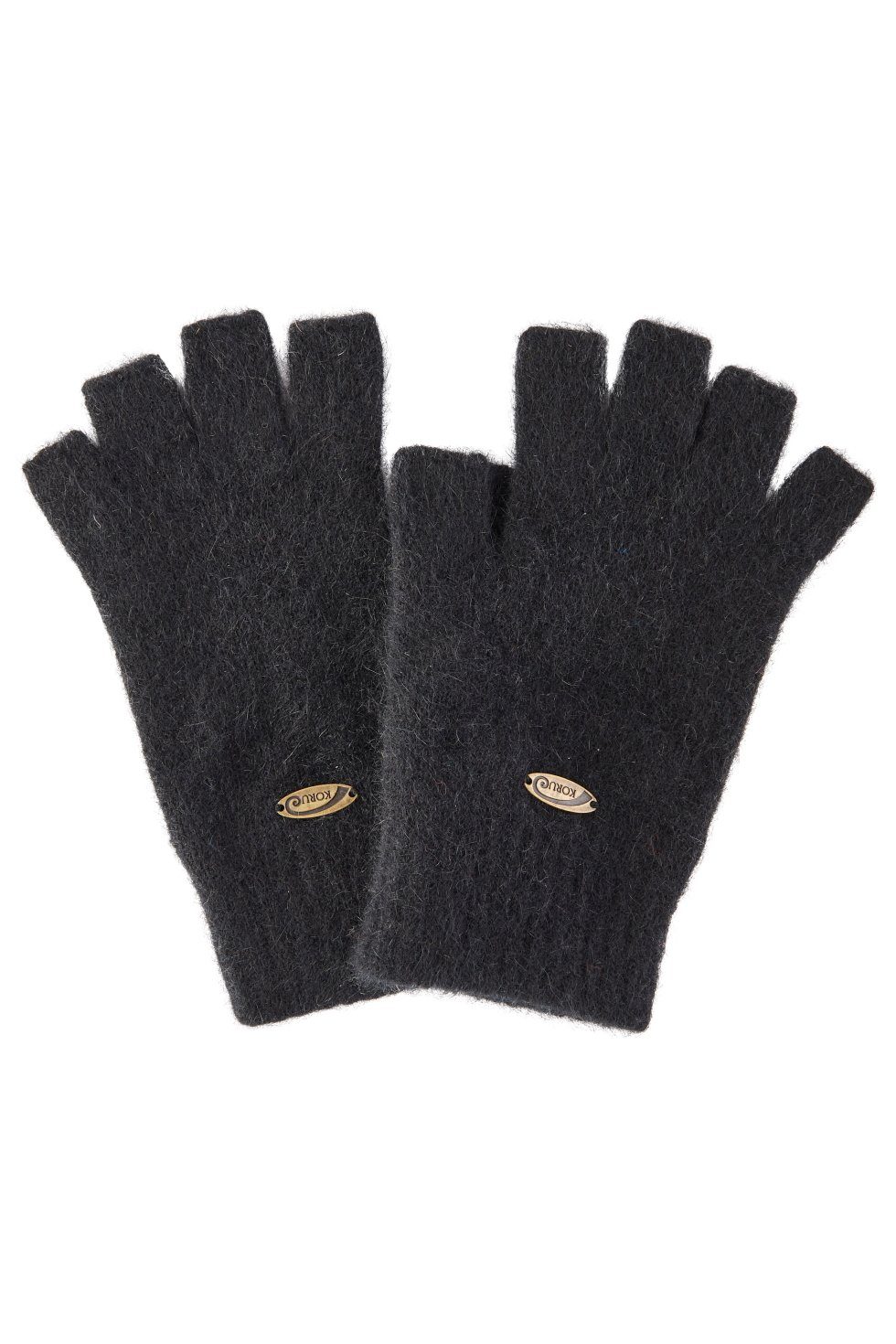 Koru Knitwear Strickhandschuhe Possum Merino Halbfinger Handschuhe aus der Possumhaarfaser schwarz