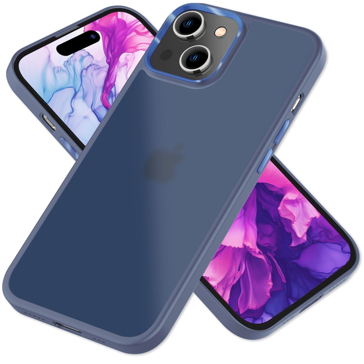 Nalia Smartphone-Hülle Apple iPhone 15 15,5 cm (6,1 Zoll), Hybrid Hülle / Semi-Transparent / Matt / Metallic Akzent / Anti-Schock