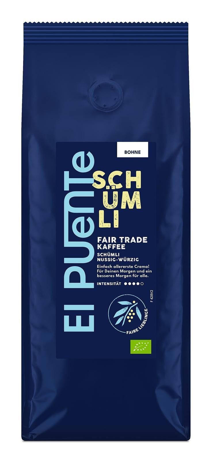 El Puente Kaffee Schümli - Bio-Kaffeebohnen 500 g, Fair Trade, Vegan, Bio, Handmade