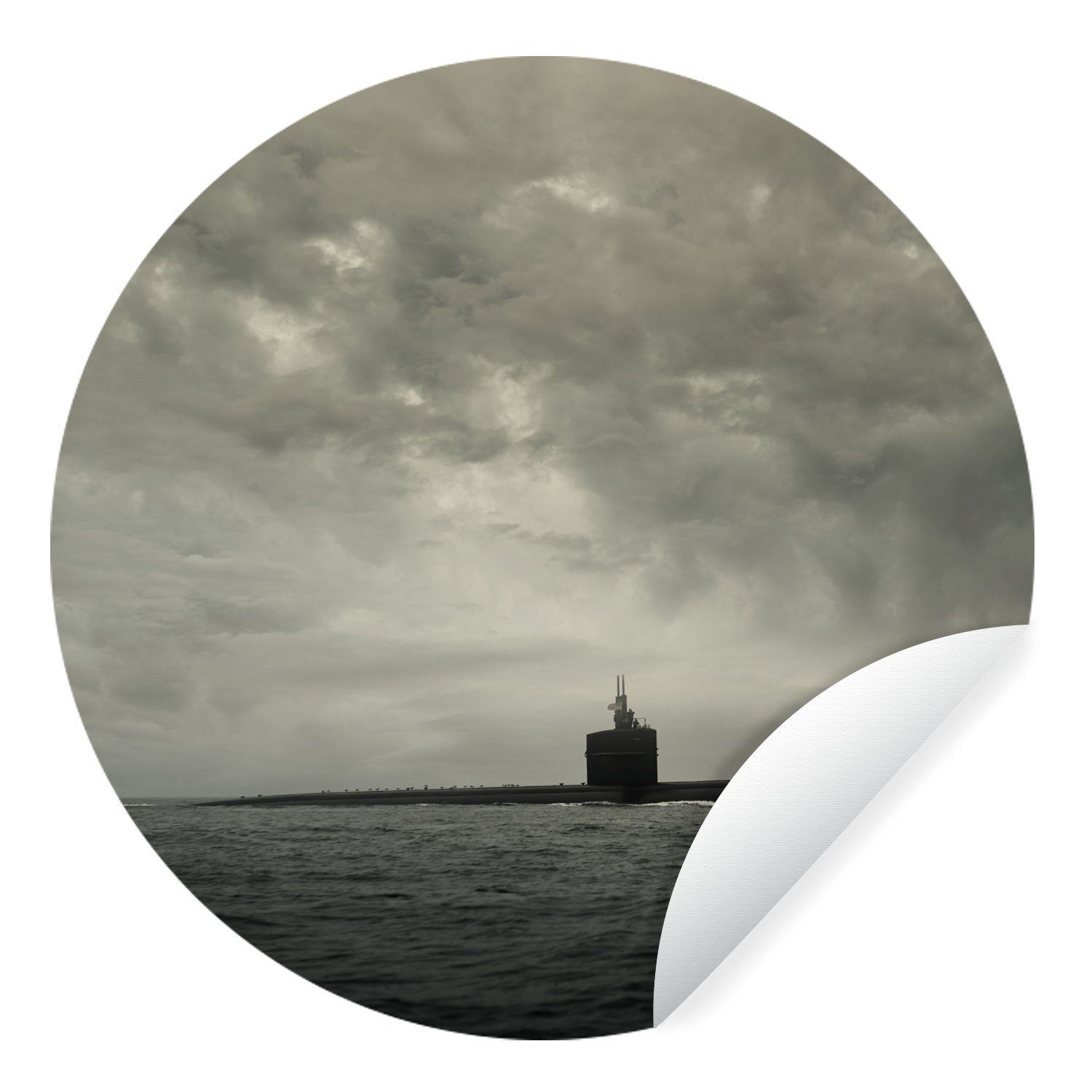 MuchoWow Wandsticker (1 Tapetenkreis Tapetenaufkleber, St), im U-Boot Pazifischen auf Ein Rund, Wohnzimmer Kinderzimmer, Ozean taucht für