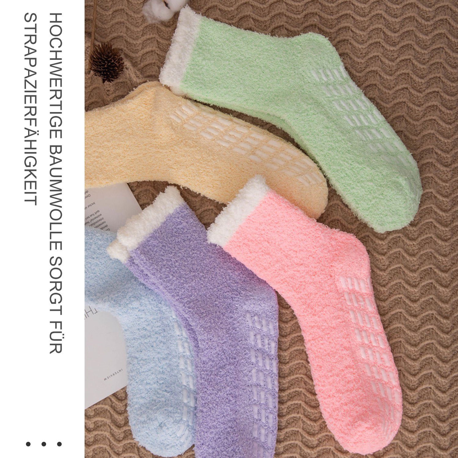 Rutschfeste für Socken Winter flauschige hellviolett warme weiche 2 Paare Socken Langsocken MAGICSHE Fleece und