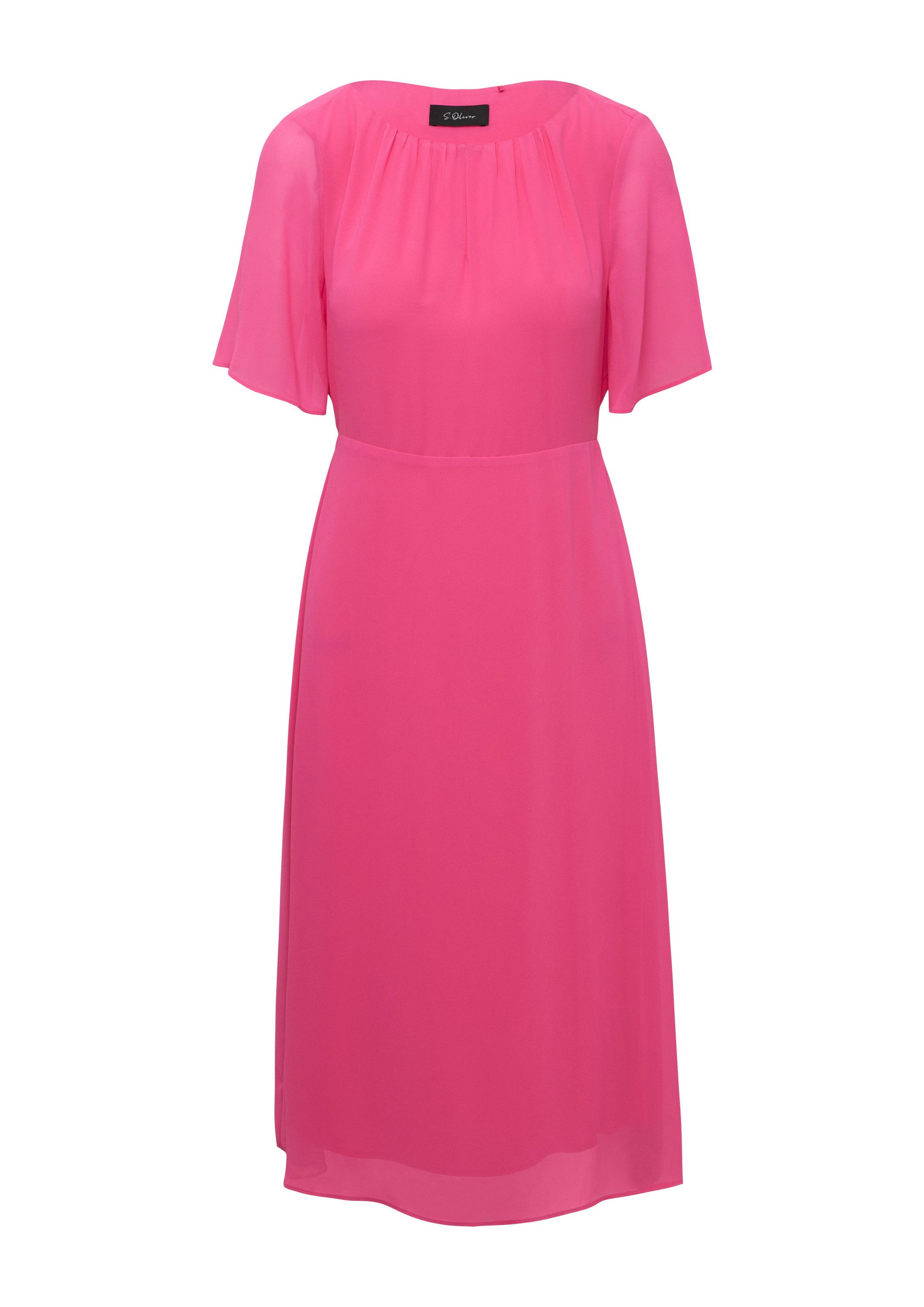 s.Oliver Midikleid Kleid Midikleid aus Chiffon mit kurzen Ärmeln und blickd günstig online kaufen