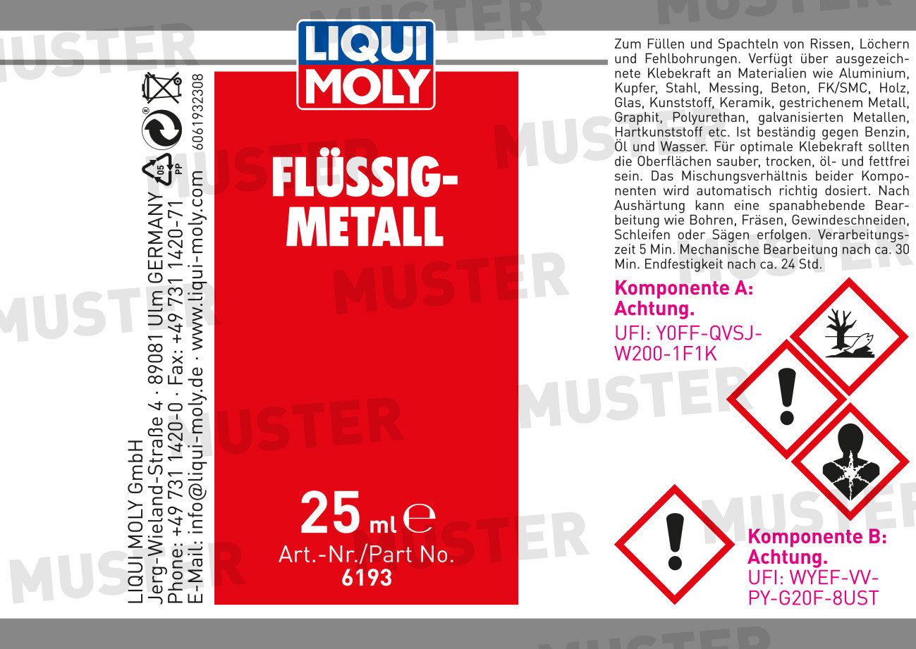 Liqui Moly Breitspachtel Liqui Moly Flüssig-Metall 25 ml – Bild 2 von 2