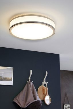 EGLO Deckenleuchte PALERMO 2, LED fest integriert, Warmweiß, Deckenleuchte, Wohnzimmerlampe, Farbe: Chrom, weiß, Ø: 28 cm