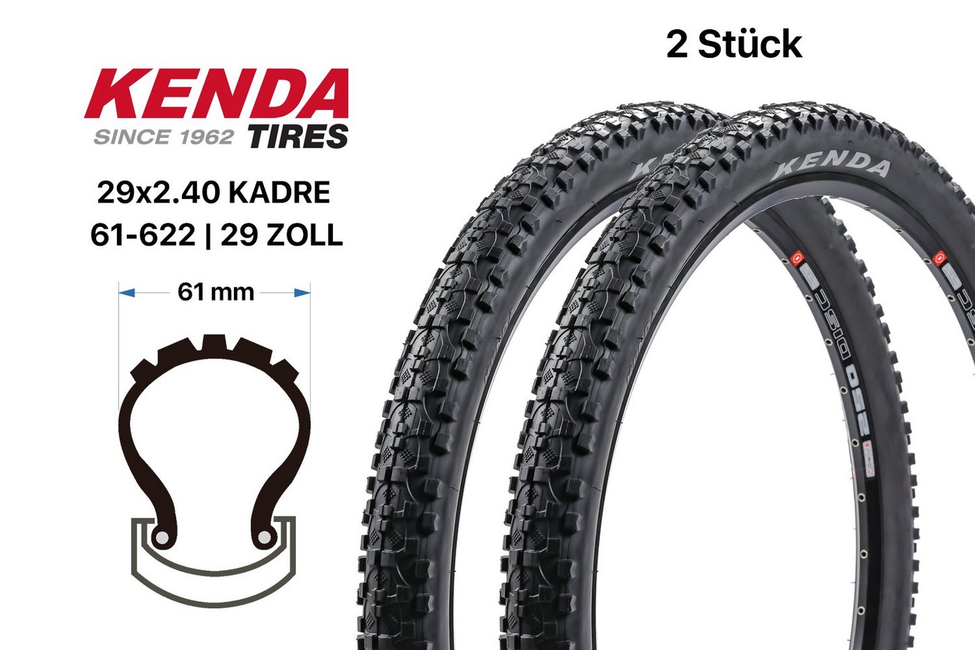 KENDA Fahrradreifen 2 Stück 29 Zoll KENDA KADRE Fahrrad Reifen 61-622 MTB Mountain Bike, (2-tlg)