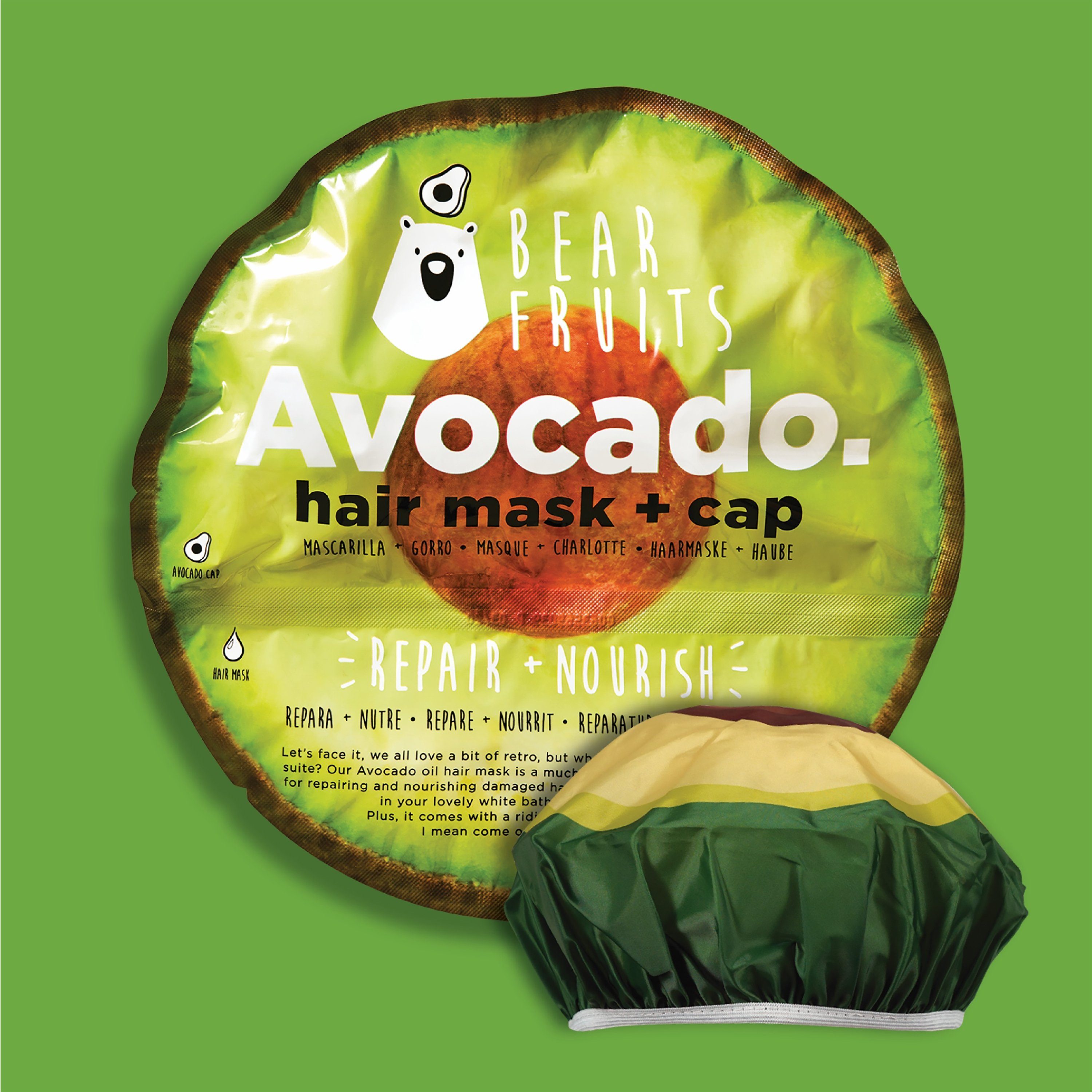 Bear Avocado Haarkur - Hair + Fruits mask cap