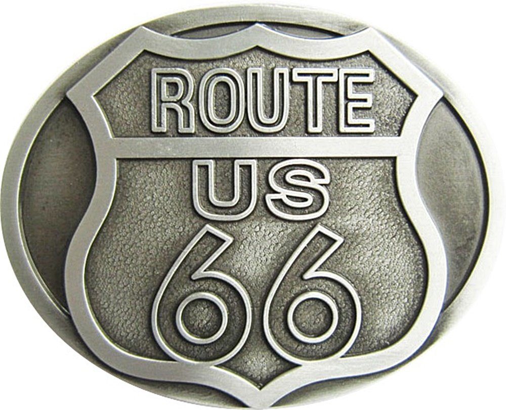 Westernlifestyle Gürtelschnalle Buckle Route 66 silberfarben