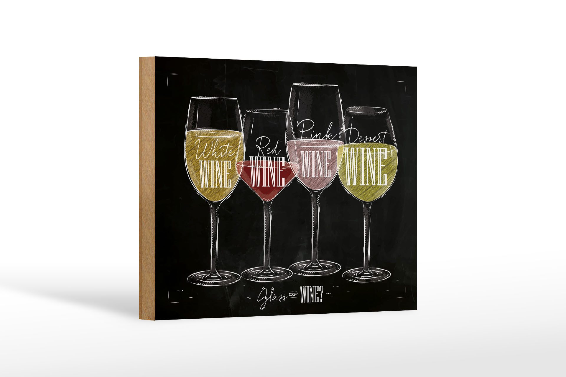 Holzbild Wein 18x12cm Glass of wine? red white