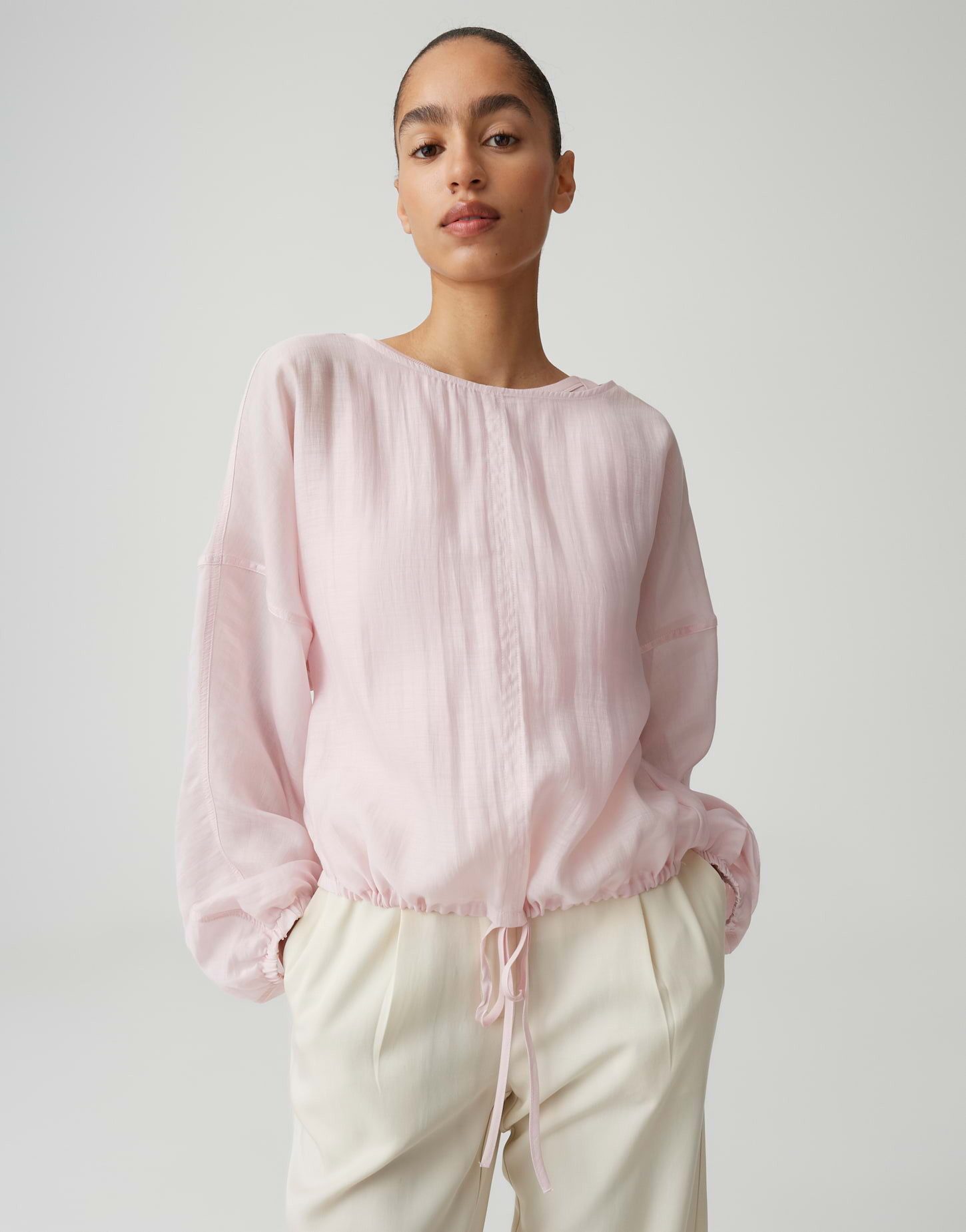 OPUS Shirtbluse Filla mit Tunnelzug am Saum elastisches Gummi am Ärmelsaum, günstig online kaufen