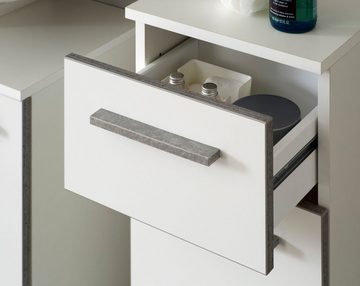 Saphir Unterschrank Quickset 953 Badschrank mit 1 Tür und 1 Schublade, 30 cm breit Badezimmer-Unterschrank inkl. Türdämpfer, Griffe in Betonoptik