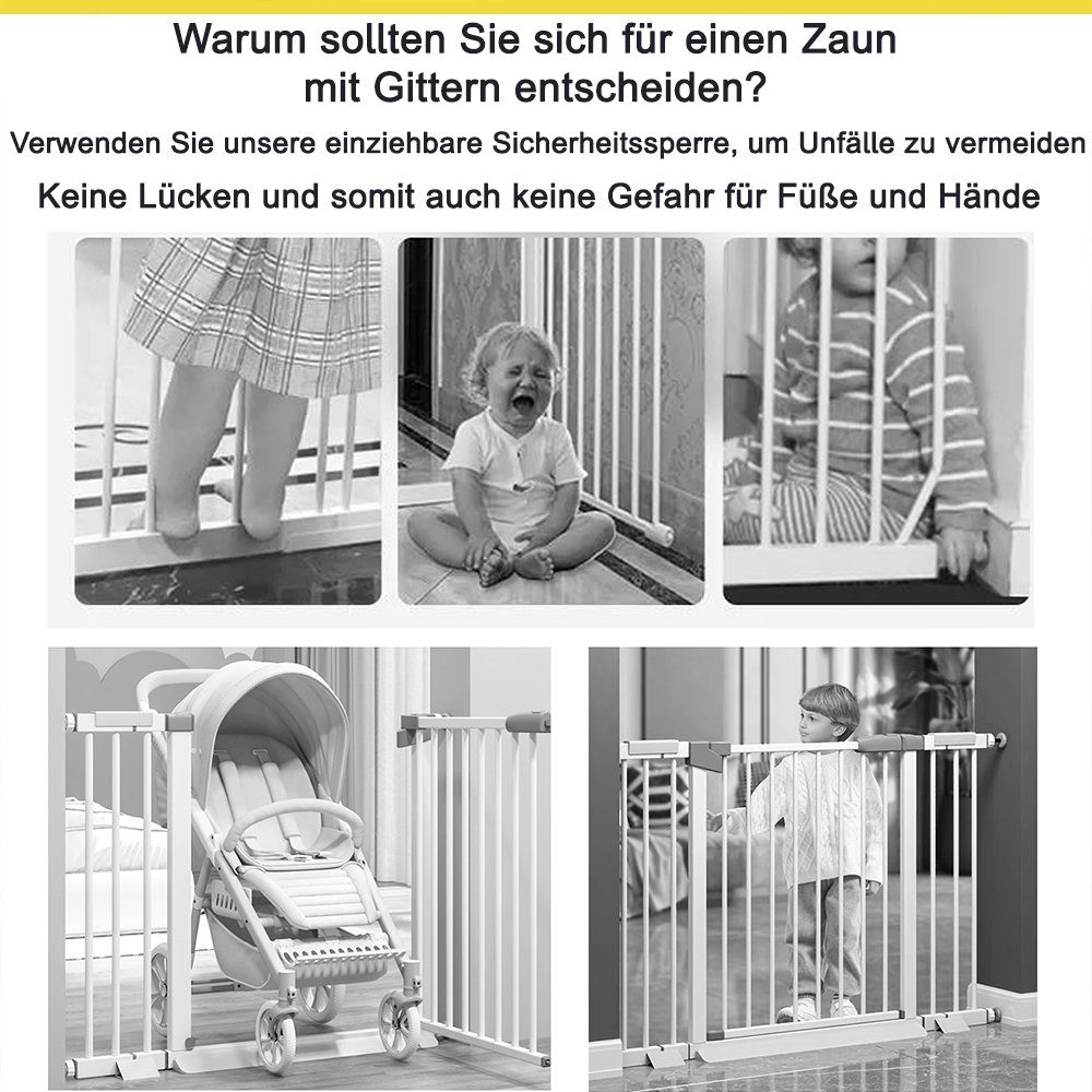 Feel2Home Treppenschutzgitter Treppenschutzgitter Ausziehbar Absperrgitter Baby Hund versch. Farben (Stück, Gitter), einfache Montage am Türrahmen und Wand