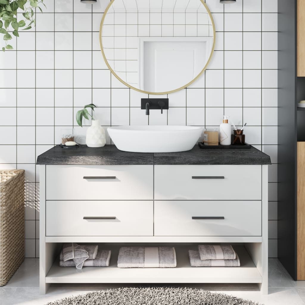 vidaXL Waschtisch 140 x 60 x 6 cm Waschtischplatte Dunkelgrau 140x60x6 cm Massivholz Beh