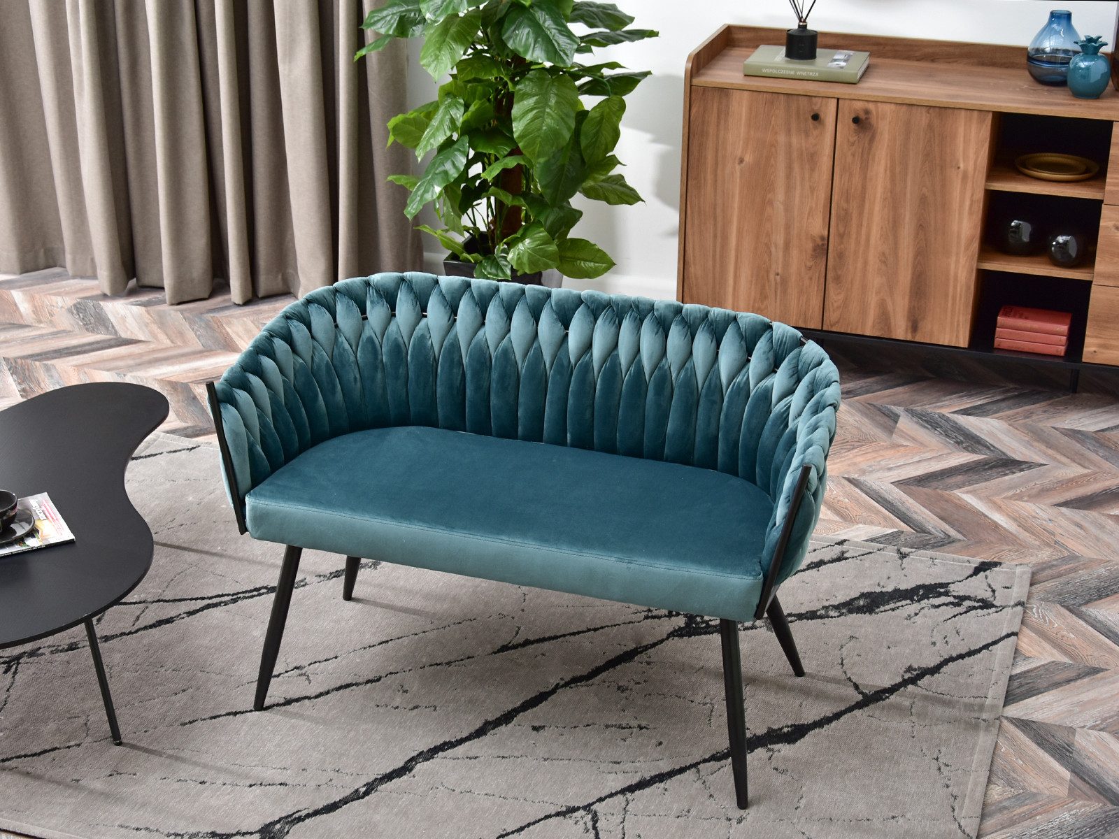 Compleo Polsterbank 2-Sitzer, Geflecht, velvet, ROSE perfekt für den Flur