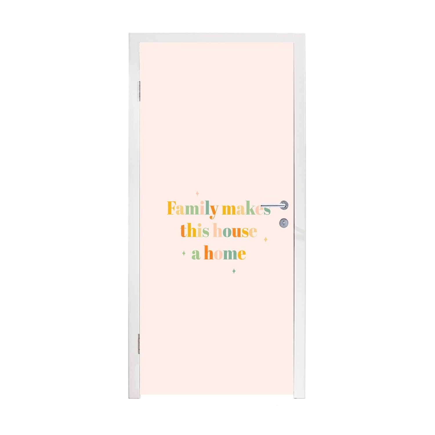 MuchoWow Türtapete Zitate - Die Familie macht das Haus zu einem Zuhause - Sprichwörter, Matt, bedruckt, (1 St), Fototapete für Tür, Türaufkleber, 75x205 cm