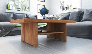 Natur24 Couchtisch Couchtisch Zigo Kernbuche 60x80x38cm mit Holzfußgestell und Ablage