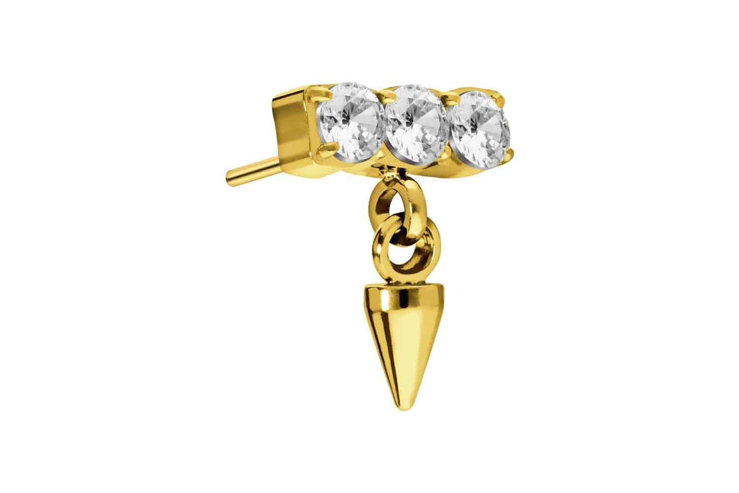 Piercing-Set Titan Aufsatz mit Push Pin KRISTALLBALKEN + SPITZE