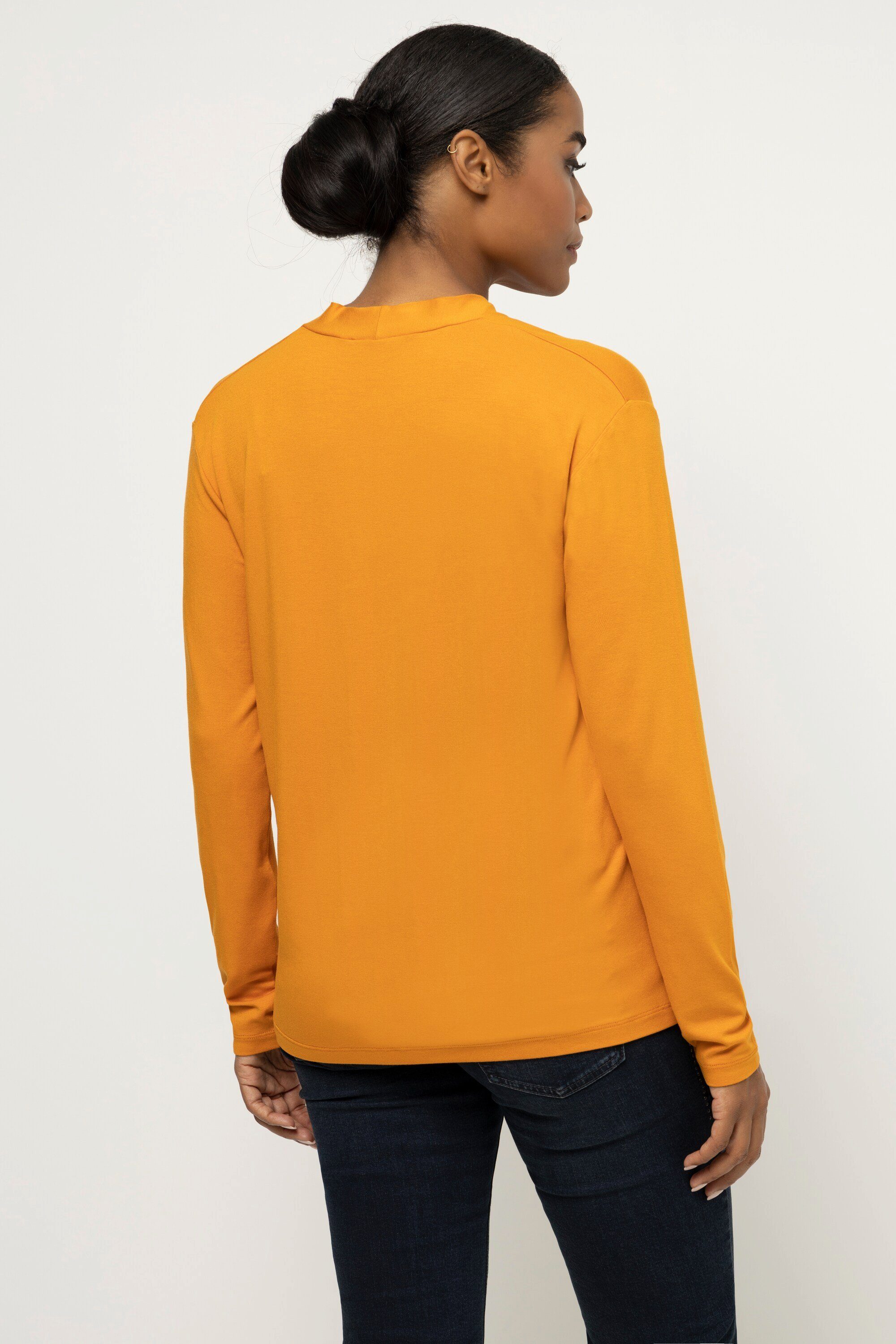 Gina Laura Shirt orange V-Ausschnitt Longsleeve Langarm Oversized