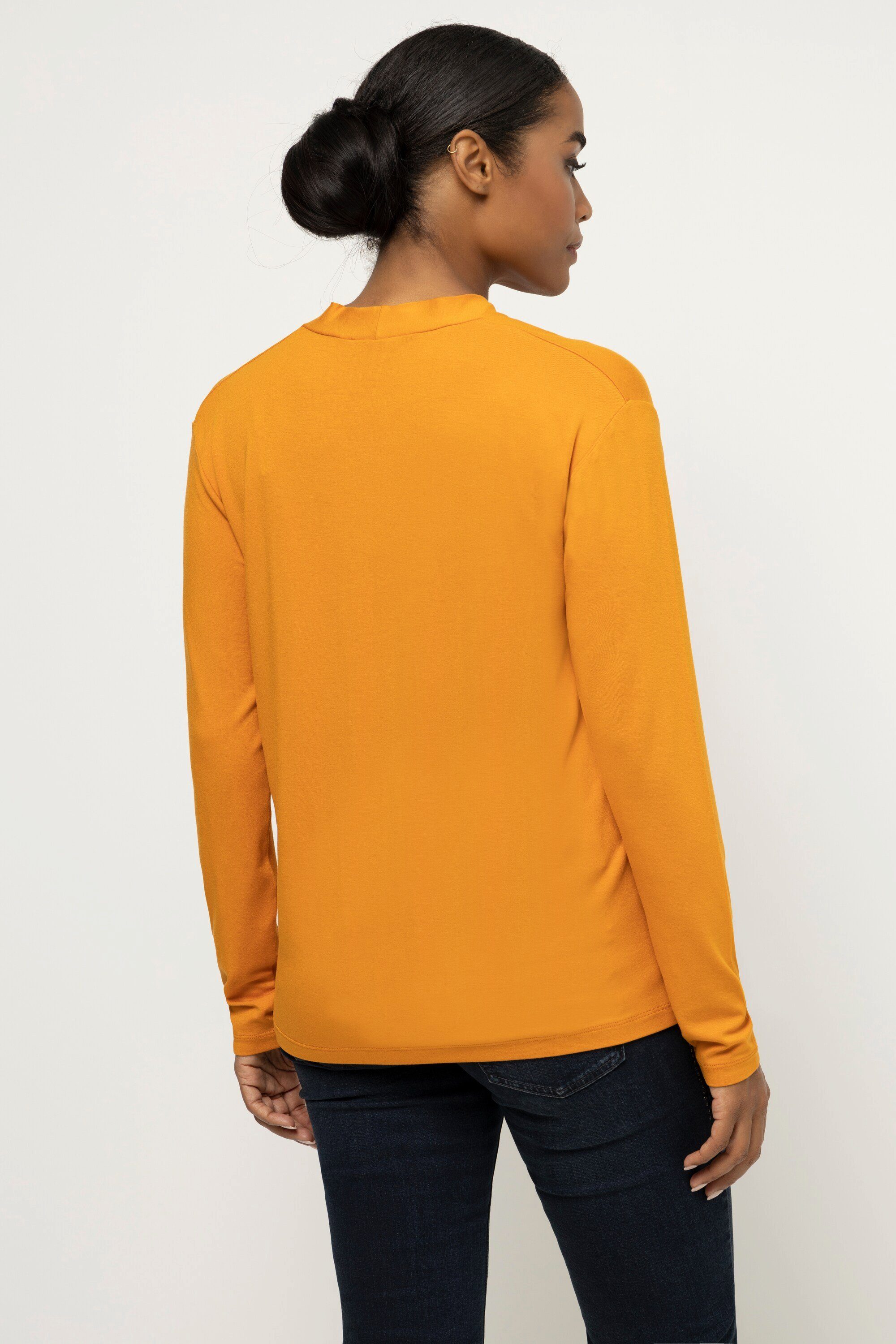 Shirt Laura Gina Langarm V-Ausschnitt Oversized orange Longsleeve