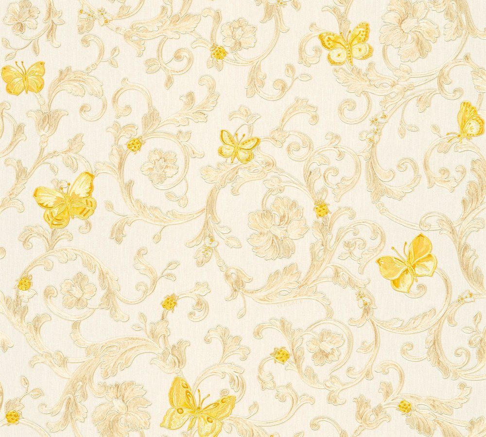 Versace Vliestapete Versace wallpaper Versace 3, Design Tapete, silber, gelb 343251