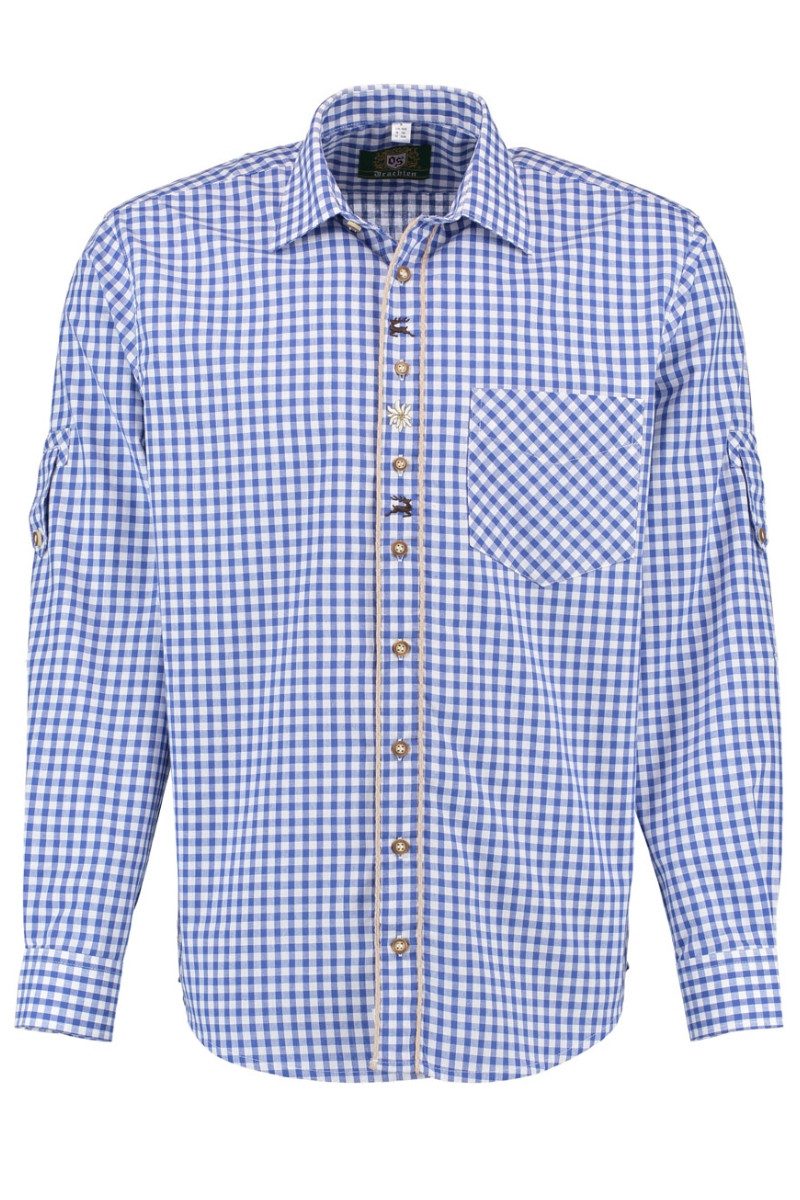Orbis Textil GmbH & Co. KG Trachtenhemd Trachtenhemd - ADAM - mittelblau