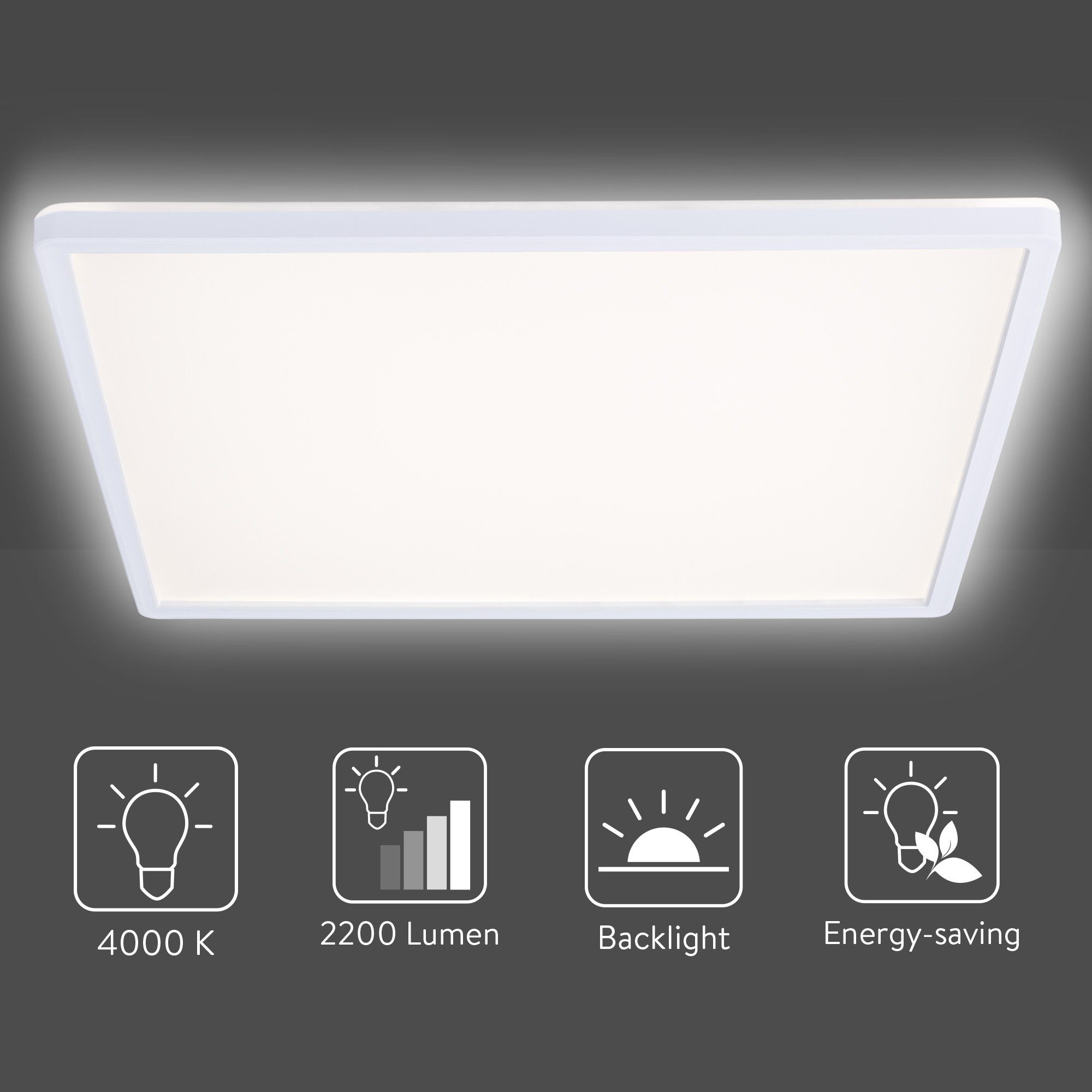 - Deckenleuchte Navaris ultra flach - Hintergrundbeleuchtung dimmbar LED mit Deckenleuchte