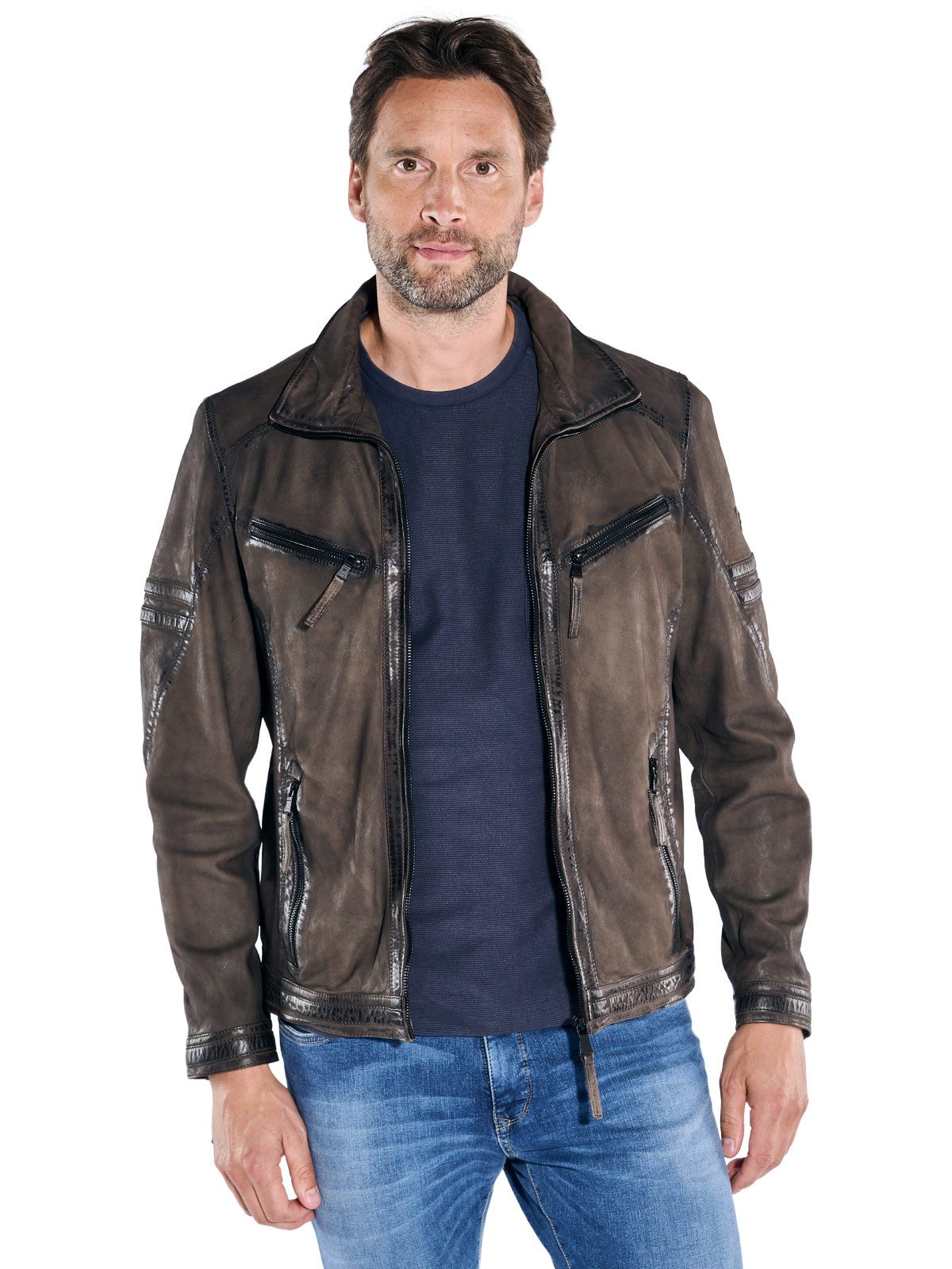 Engbers Lederjacke engbers Herren Lederjacke aus Nubuk-Leder, Braun