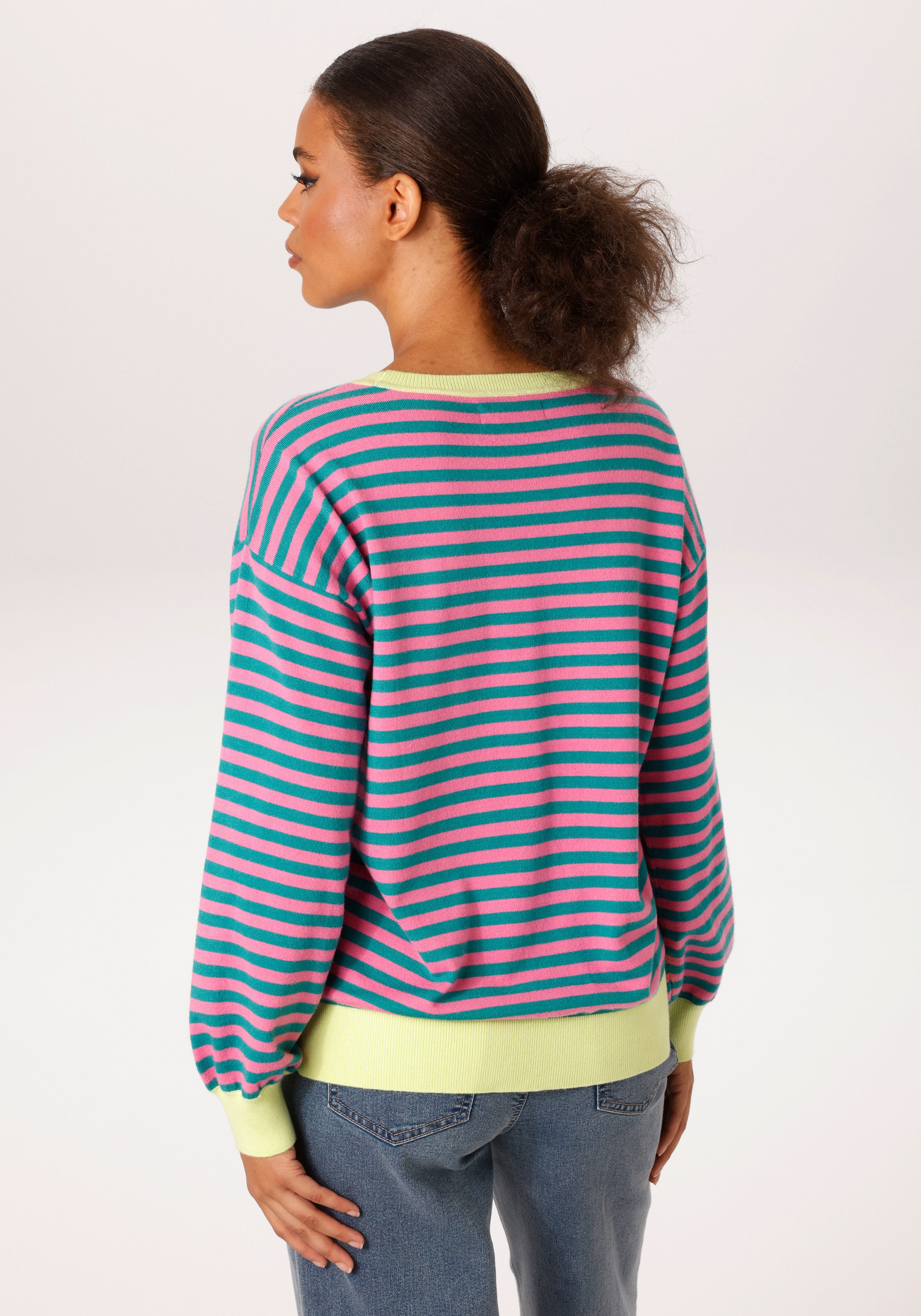 Aniston CASUAL Strickpullover im trendfarbenen Streifen-Dessin