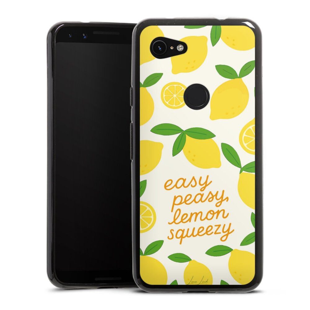 DeinDesign Handyhülle Zitrone Spruch Statement Easy Peasy Lemon Queezy, Google Pixel 3a Silikon Hülle Bumper Case Handy Schutzhülle