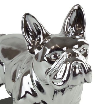 Casablanca Dekoobjekt Kunstobjekt Dekofigur einer franz. Bulldogge auf Marmorsockel stehend, hochwertige Optik