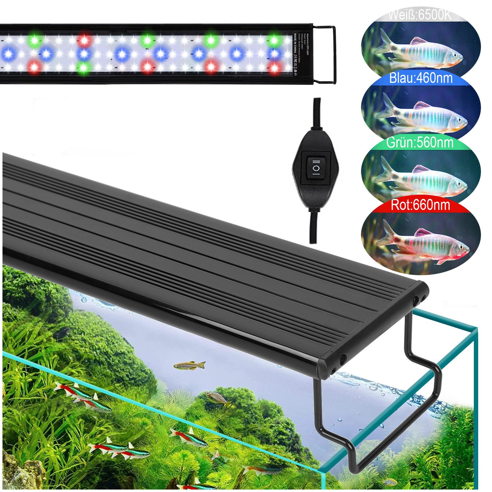 LED Aquariumleuchte 36cm/45cm Vollspektrum LED Aquarien Beleuchtung Lampe,Tag/Nacht-Modus