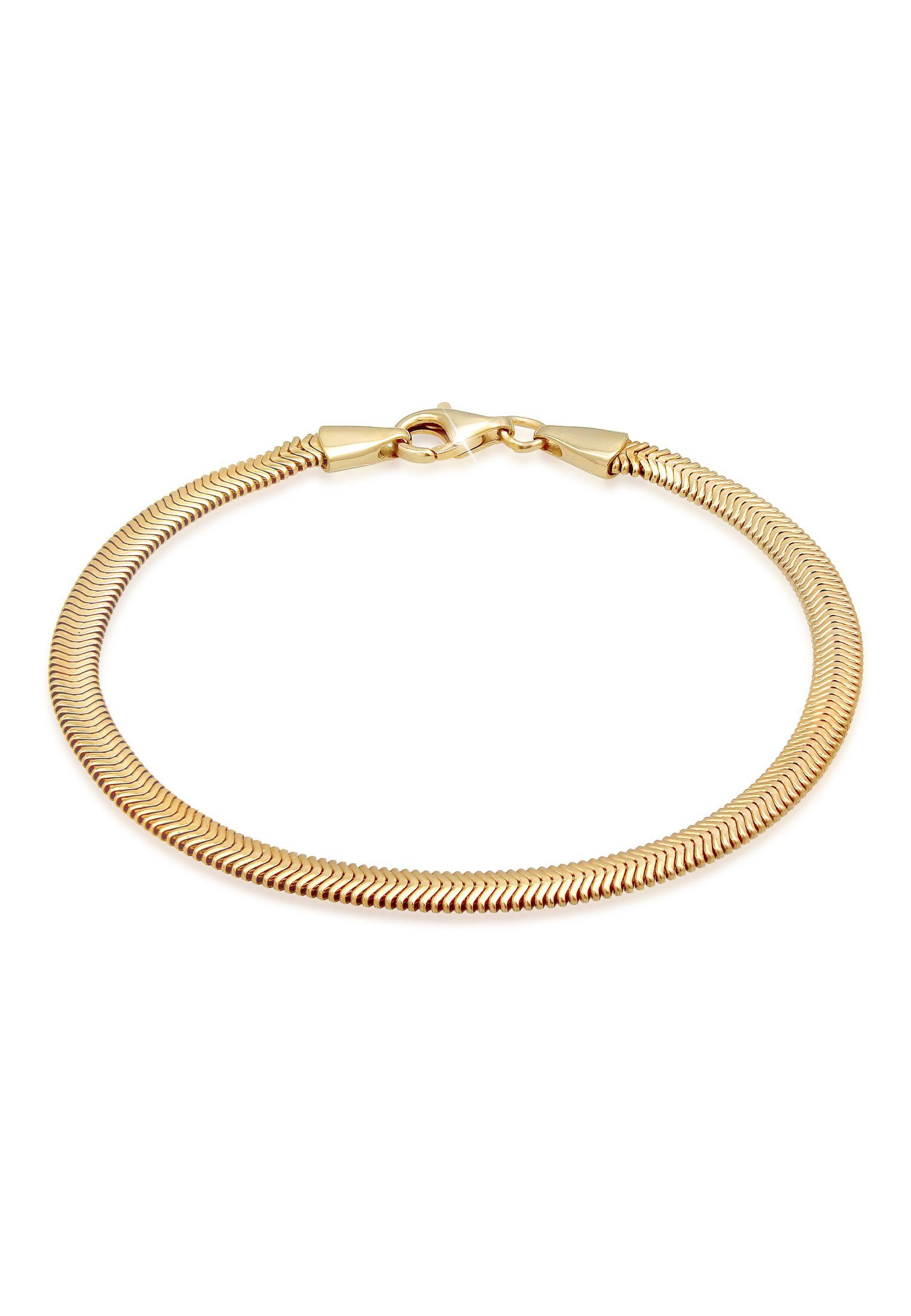 Kuzzoi Armband Flach Elegant Schlangenkette Fischgräte 925 Silber Gold | Silberarmbänder