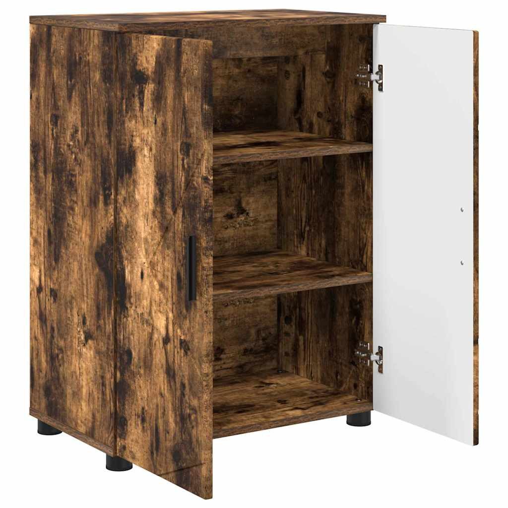 vidaXL Badezimmerspiegelschrank Badezimmerschrank mit Tür Geräucherte Eiche 60 x 35 x 80 cm (1-St)