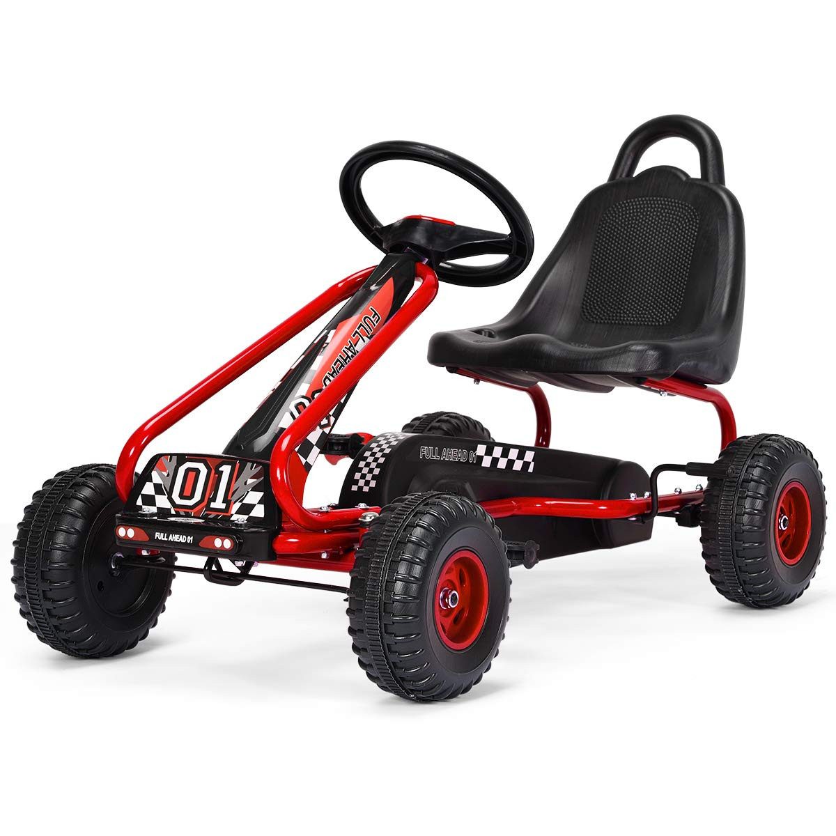 COSTWAY Go-Kart, Tretauto, Tretfahrzeug, Kinderfahrzeug, ab 3 Jahren