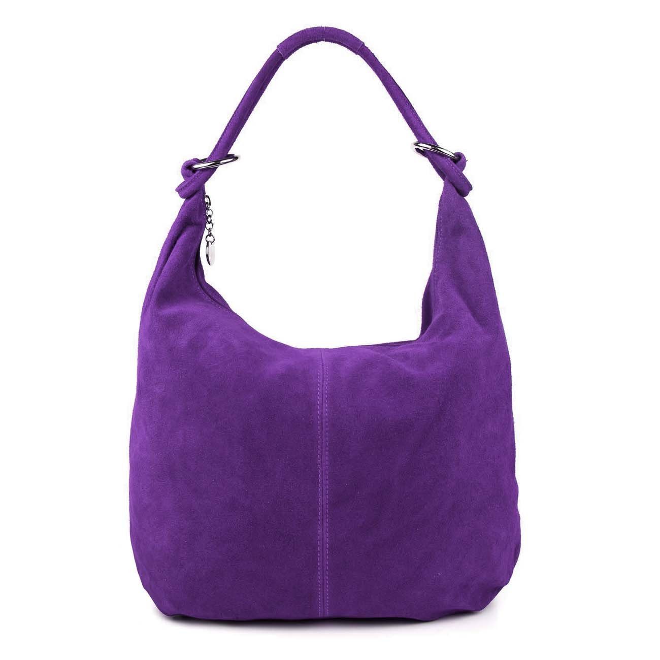 ITALYSHOP24 Schultertasche Made in Italy Damen Leder Tasche Сумки для покупок Umhängetasche Hobo Beutel Bag, Henkeltasche Veloursleder Alltagstasche, unter dem Arm tragbar, leicht