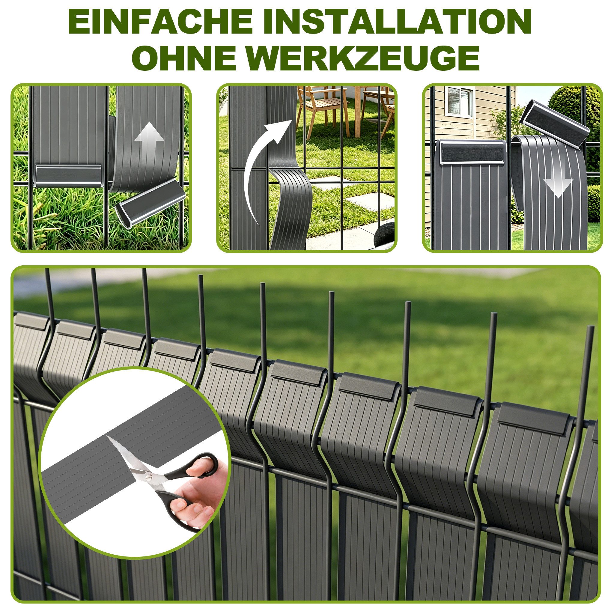 FIVMEN Sichtschutzstreifen PVC Zaunsichtschutz Rolle für Stabmattenzaun Windschutz, Blickdicht & UV-beständig für Garten Balkon Terrasse – Bild 4 von 5