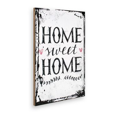Kreative Feder Holzbild Deko-Bild „Home sweet Home“ aus Holz, mit Motiv & Spruch, ideales Geschenk für Freunde & Familie