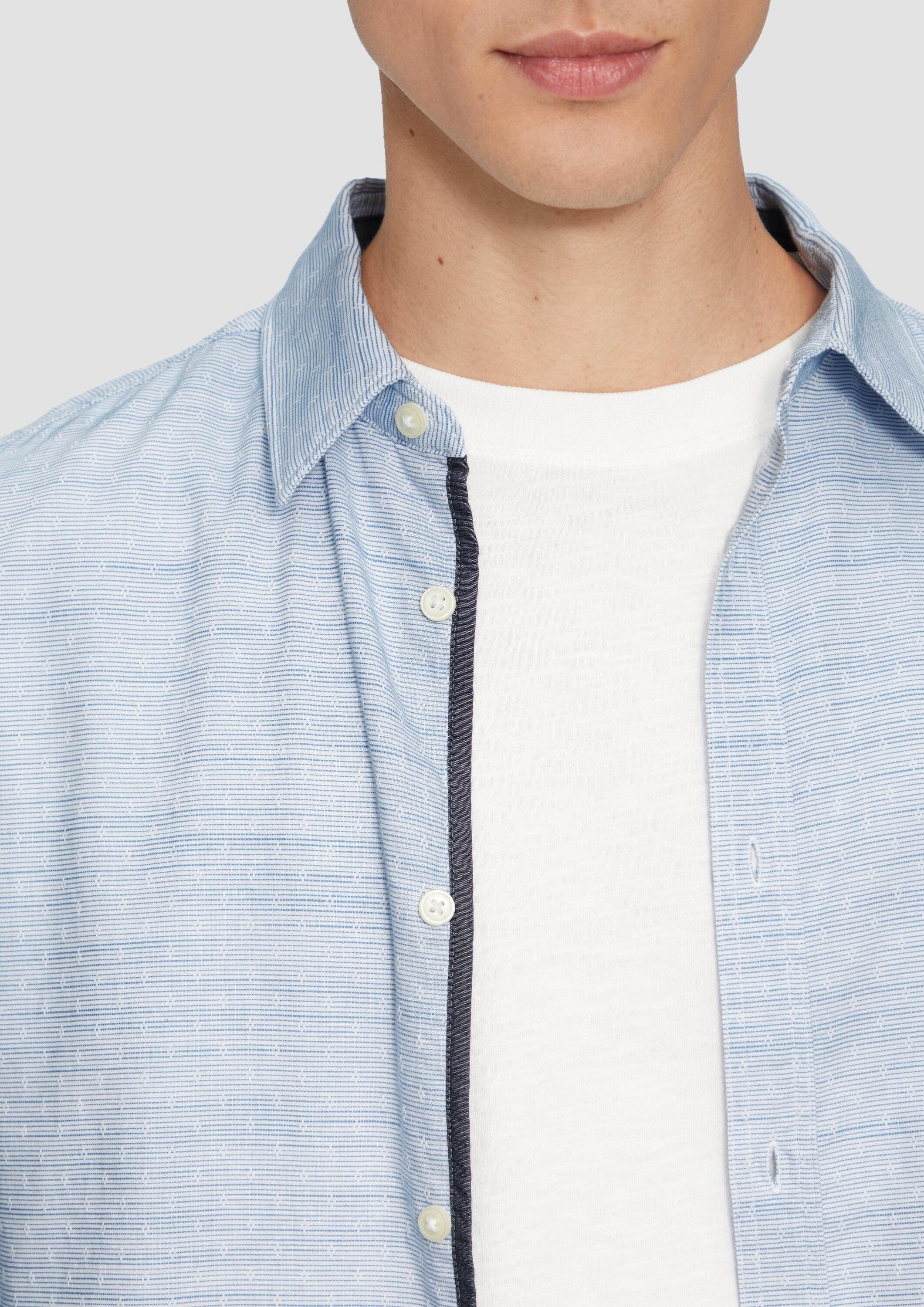 s.Oliver Langarmhemd Hemd Slim Fit: Strukturiertes Hemd mit Kentkragen