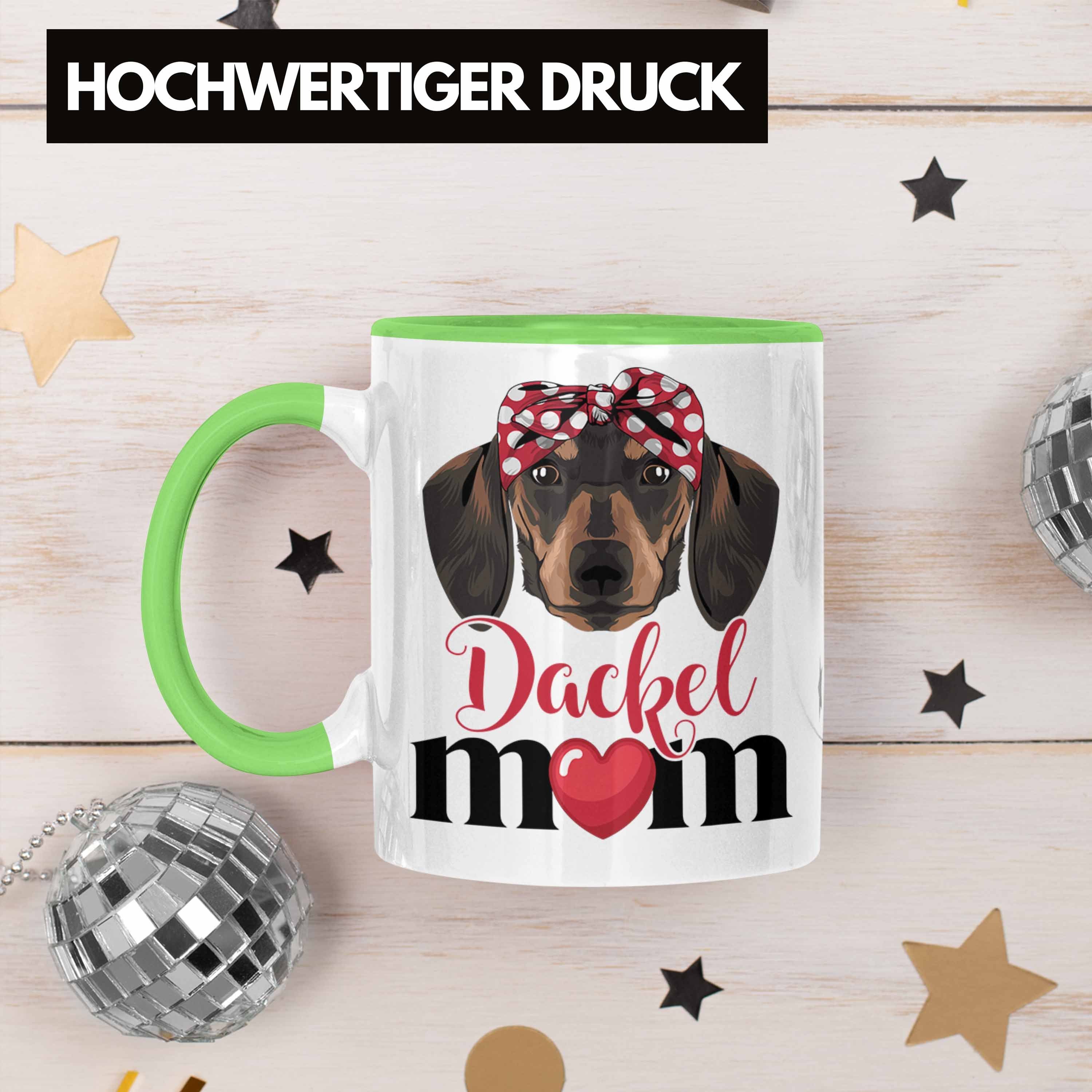 Dackel-Besiterin Grafik Dackel Frauchen Mom Tasse Tasse für Geschen Grün Trendation Geschenk