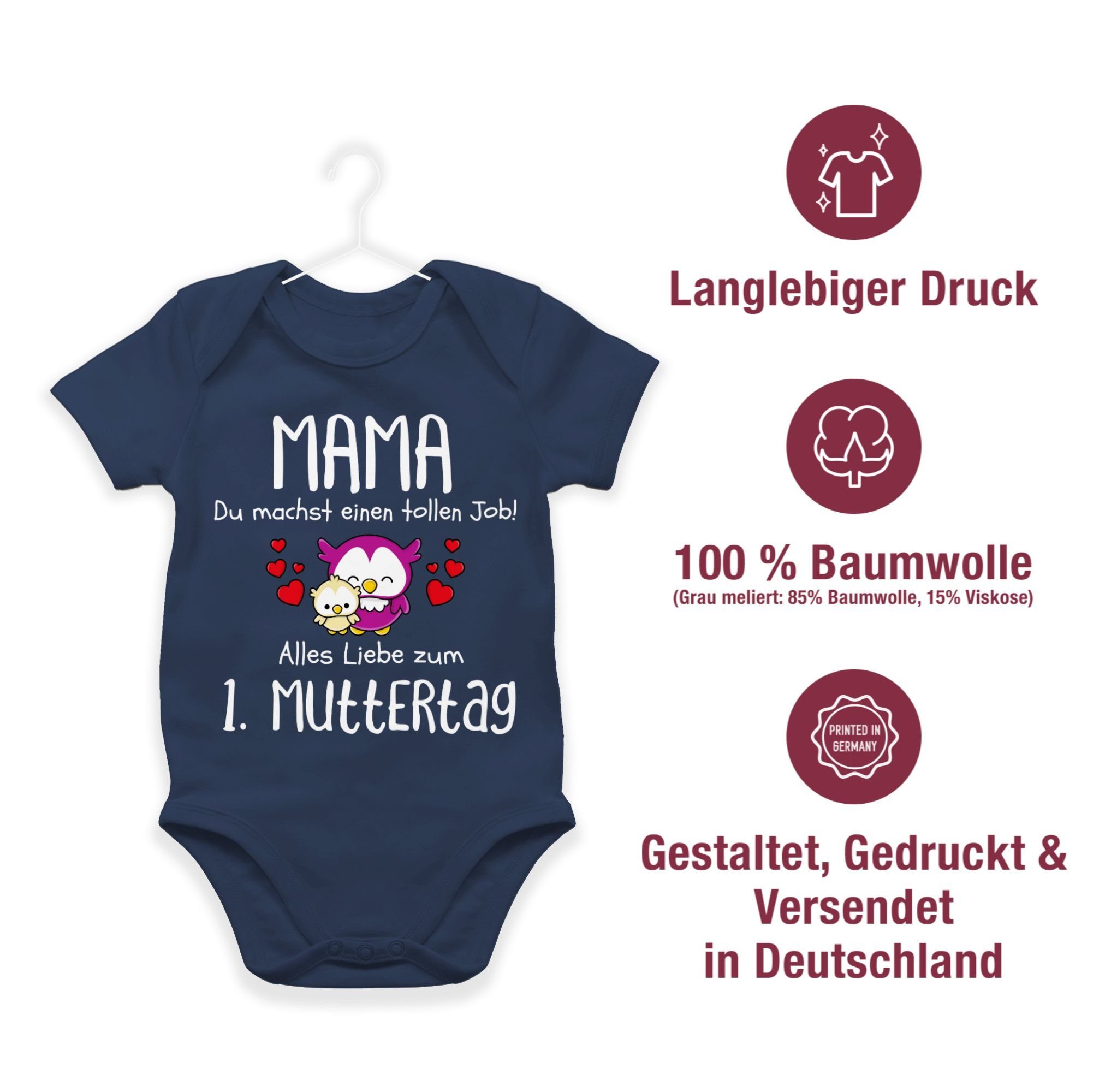 Shirtracer Shirtbody 1. Muttertag I Mama du machst einen tollen Job (1-tlg) Muttertagsgeschenk