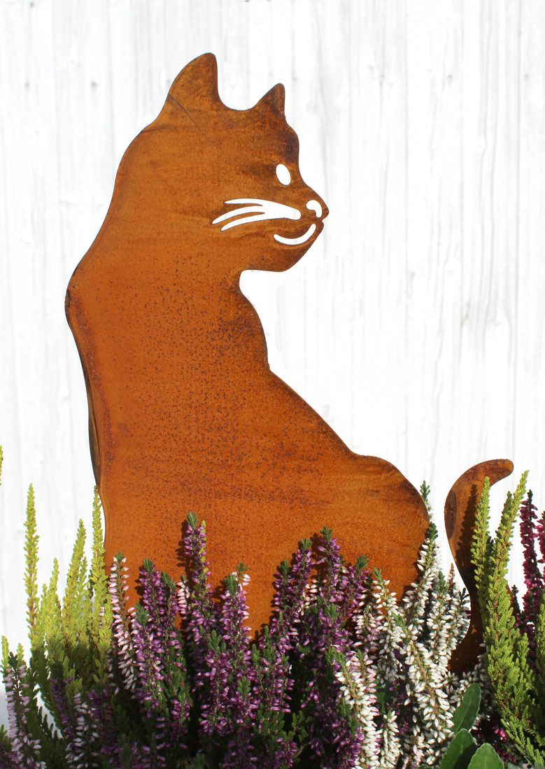 LB H&F Lilienburg Teichfigur 2er SET Katzen Rost Stecker Garten Deko Beet B günstig online kaufen