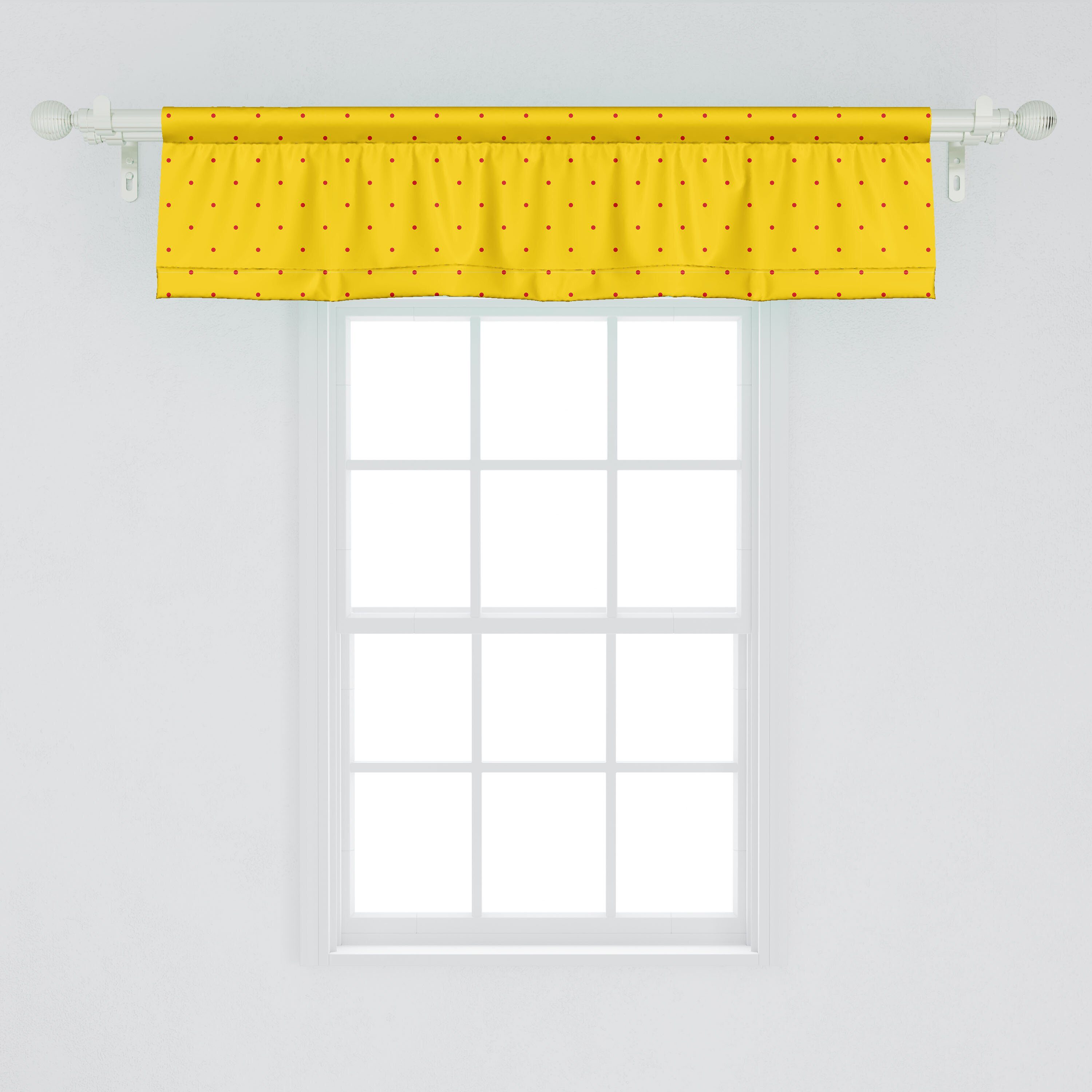 Scheibengardine Vorhang Volant für Küche Vibrant Polka mit Dekor Schlafzimmer Microfaser, punktierte Retro Stangentasche, Abakuhaus, Entwurf
