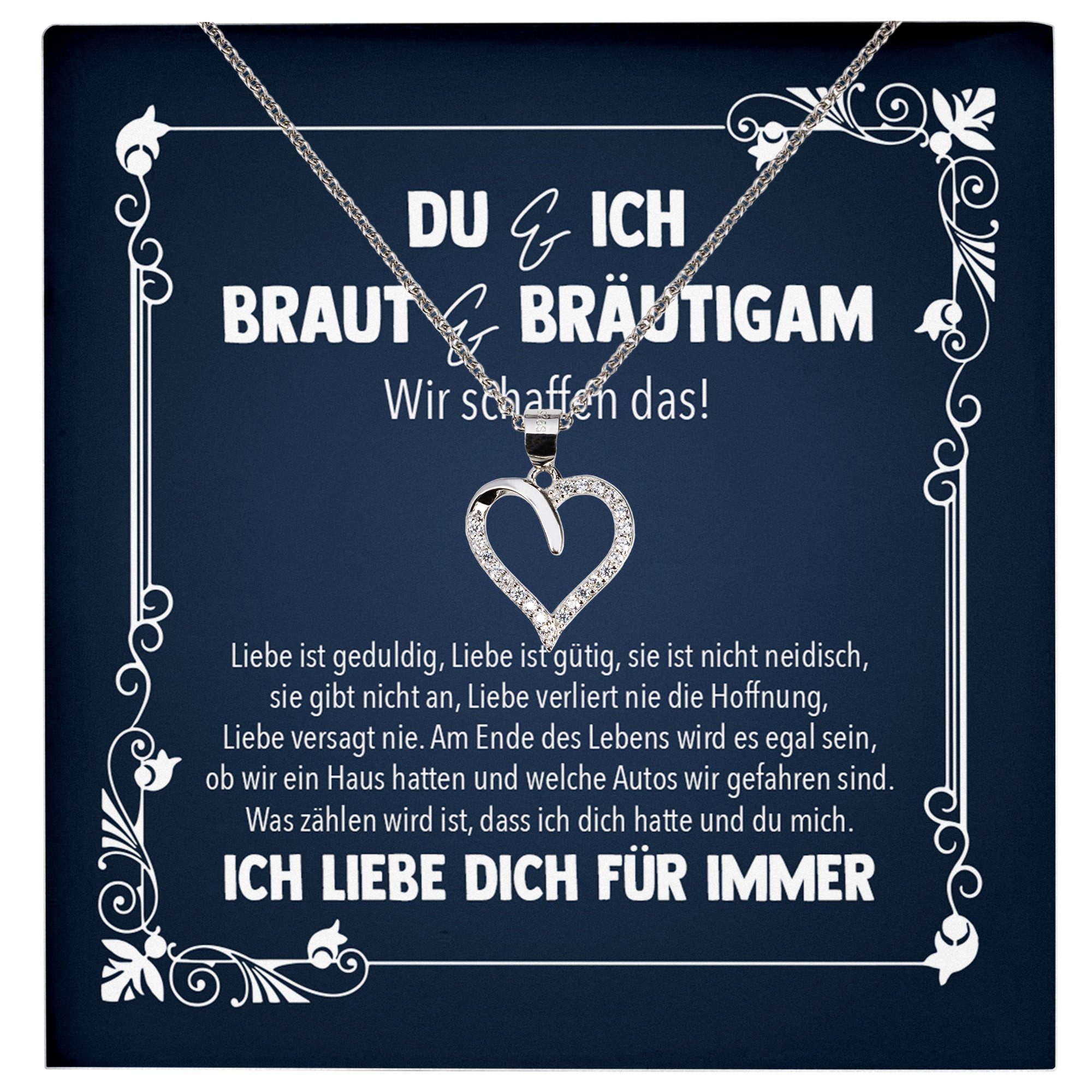 Valentinstagsgeschenk 22Feels Schmuckset Braut Geschenk von Bräutigam Hochzeit Du und Ich Frauen Herz Halskette (inkl. Geschenktasche, Karte, Poliertu