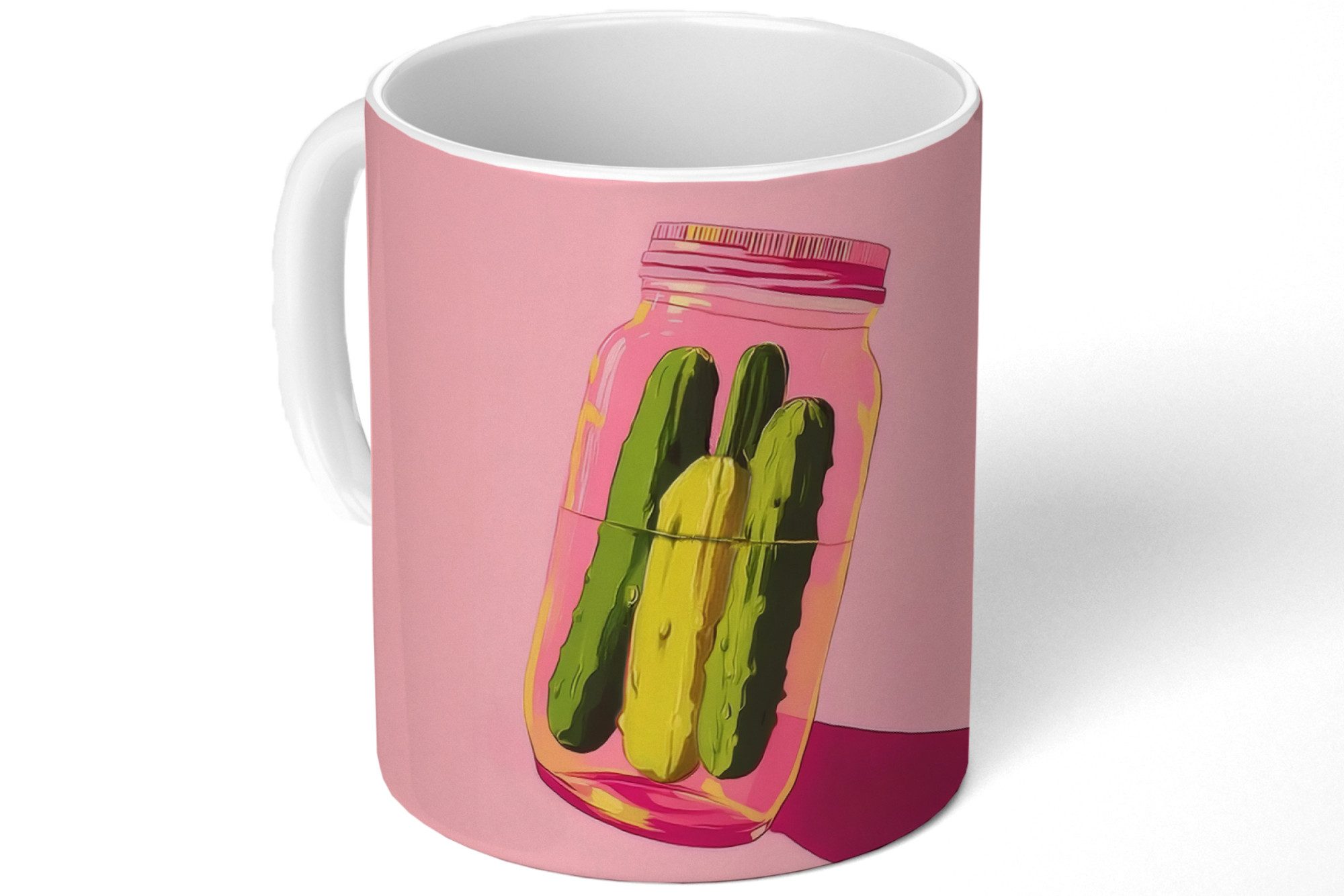 MuchoWow Tasse Gewürzgurken - Topf - Farbton - Rosa, 1-tlg., Keramik, Kaffeetassen, Teetasse, Becher, Kaffeebecher, Geschenk