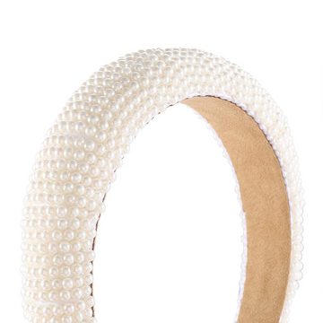Lubgitsr Haarreif Stirnbänder mit Kunstperlen, Bling-Knoten, breit, dick, Brautschmuck, 1-tlg.