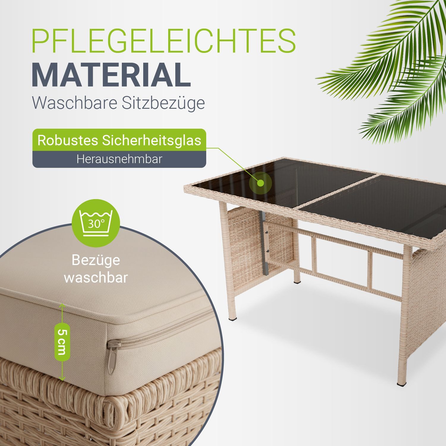 Juskys Gartenlounge-Set Manacor, (Gartenlounge), Polyrattan Gartenmöbel-Set mit Garten-Sofa, Garten-Tisch und 2 Hocker