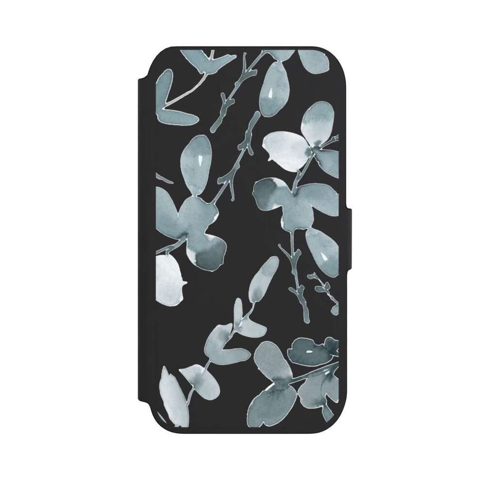 NIVOCASE Handyhülle Eukalyptus Muster Blume Eukalyptus pattern ohne Hintergrund, Apple iPhone 7 Klapphülle Handyhülle aus Kunst Leder NIVOflip schwarz