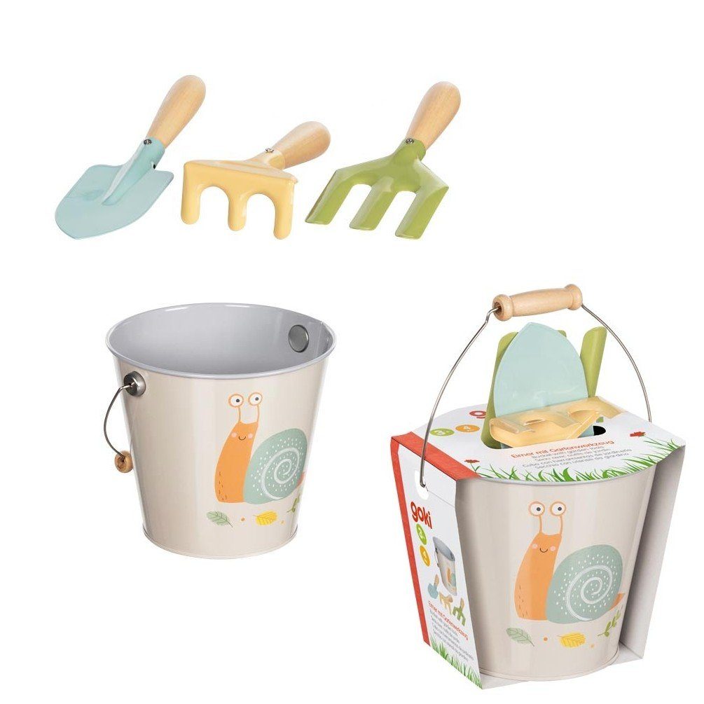 goki Sandeimer Set Kinder Eimer und Gartengeräte, Schnecke