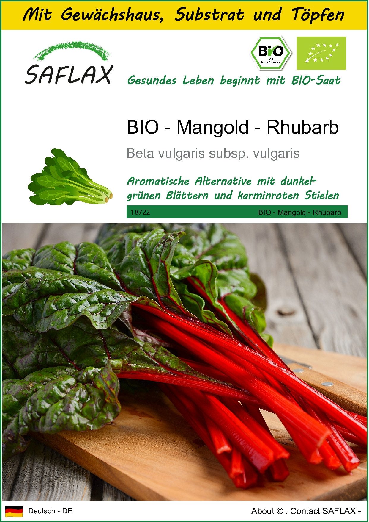 Gemüsesamen SAFLAX - Anzuchtset - BIO - Mangold - Rhubarb